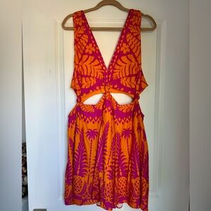 Farm Rio Orange Pineapple Love Mini Dress Size L